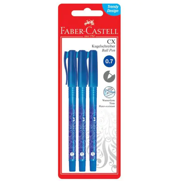 ⁨Długopis automatyczny CX7 0,7mm niebieski 3szt. 246806 Faber-Castell⁩ w sklepie Wasserman.eu