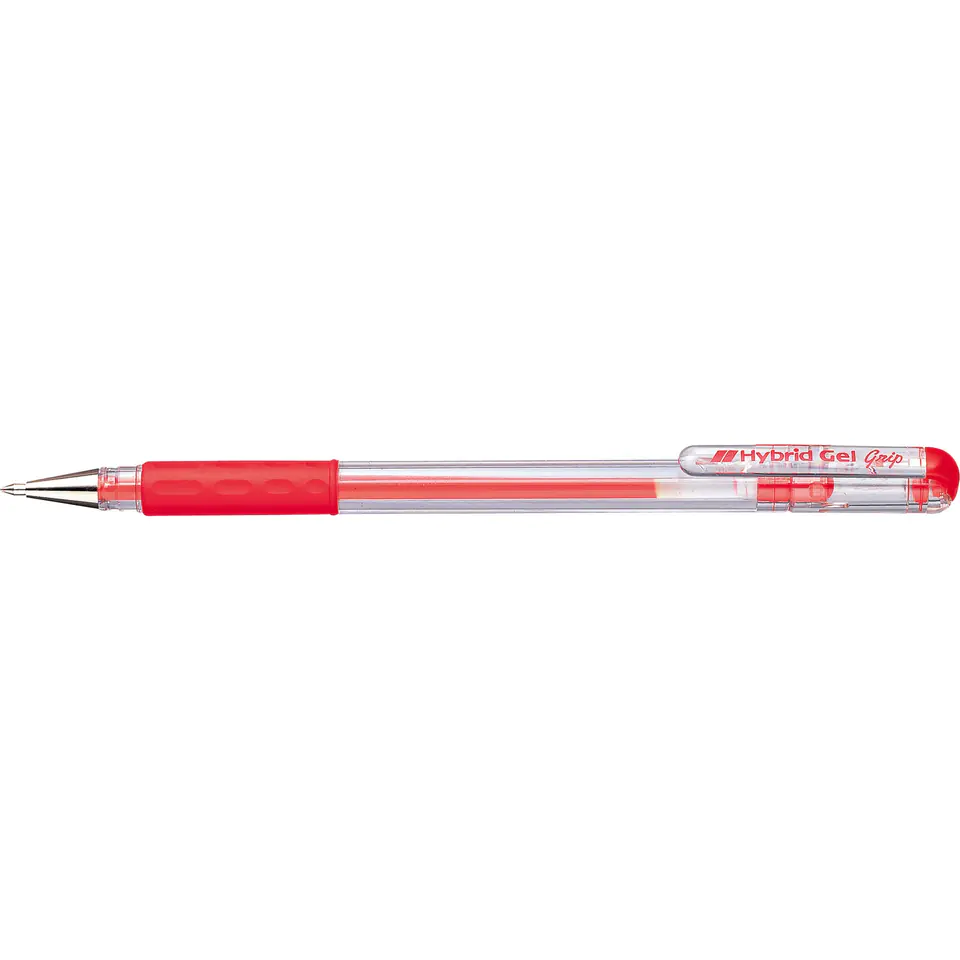 ⁨Pióro żelowe PENTEL K116 czerwony z gumowym uchwytem Hybrid Gel Grip⁩ w sklepie Wasserman.eu