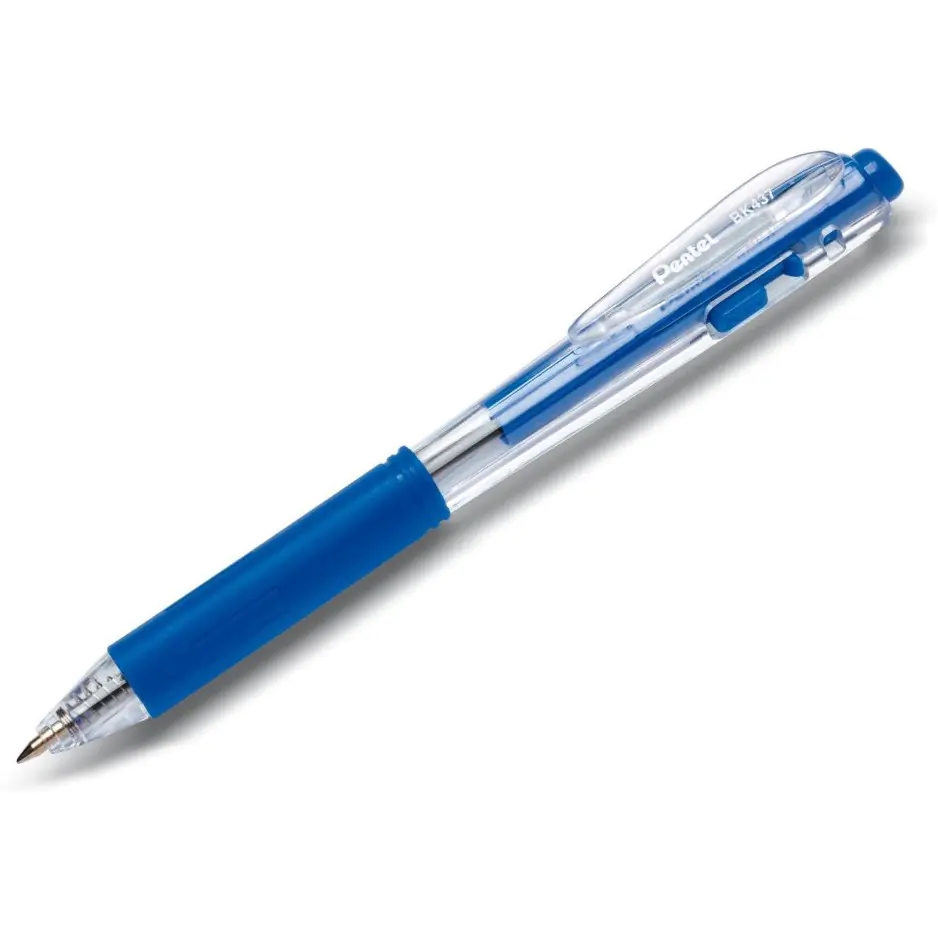 ⁨Długopis PENTEL BK437 z gumowym uchwytem automatyczny niebieski⁩ w sklepie Wasserman.eu