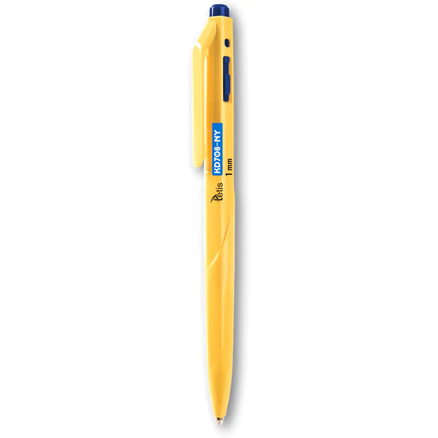 ⁨Długopis automatyczny 1mm niebieski, żółta obudowa KD708-NY TETIS⁩ w sklepie Wasserman.eu