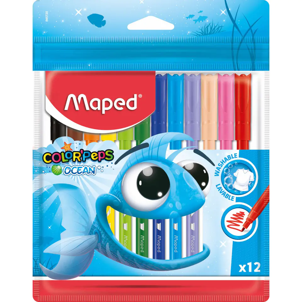⁨Flamastry COLORPEPS OCEAN 12 kolorów ETUI 845720 MAPED⁩ w sklepie Wasserman.eu