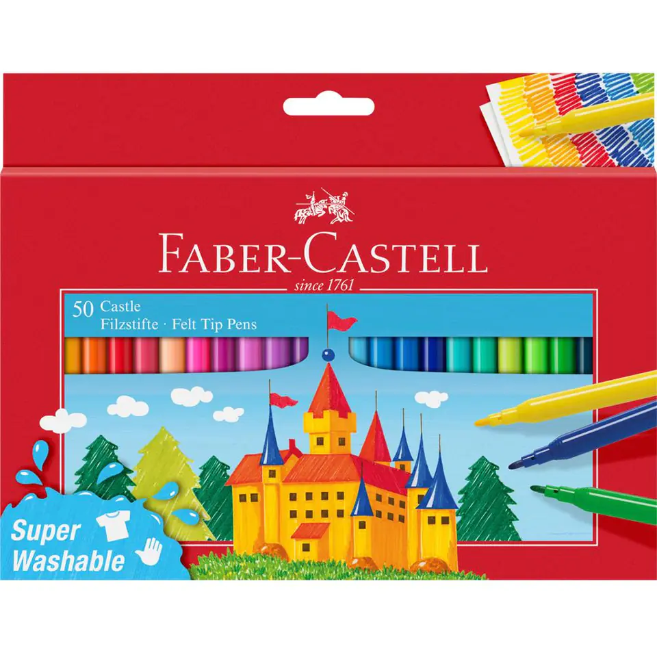 ⁨Flamastry ZAMEK 50kolorów opakowanie kartonowe 554204 Faber-Castell⁩ w sklepie Wasserman.eu