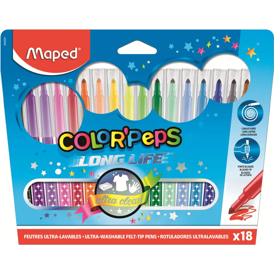 ⁨Flamastry trójkątne MAPED COLORPEPS 18kolorów 845021⁩ w sklepie Wasserman.eu