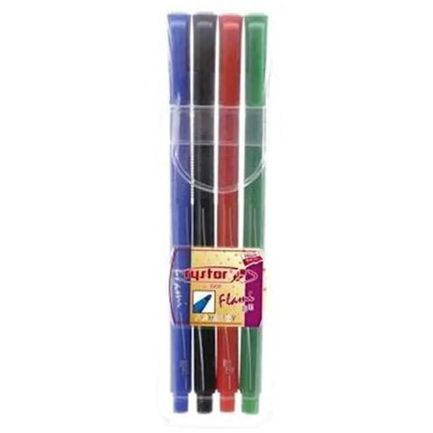 ⁨Set of felt-tip pens FLAMI RF-1mm 4pcs in case - black, red, green, blue RYSTOR⁩ at Wasserman.eu