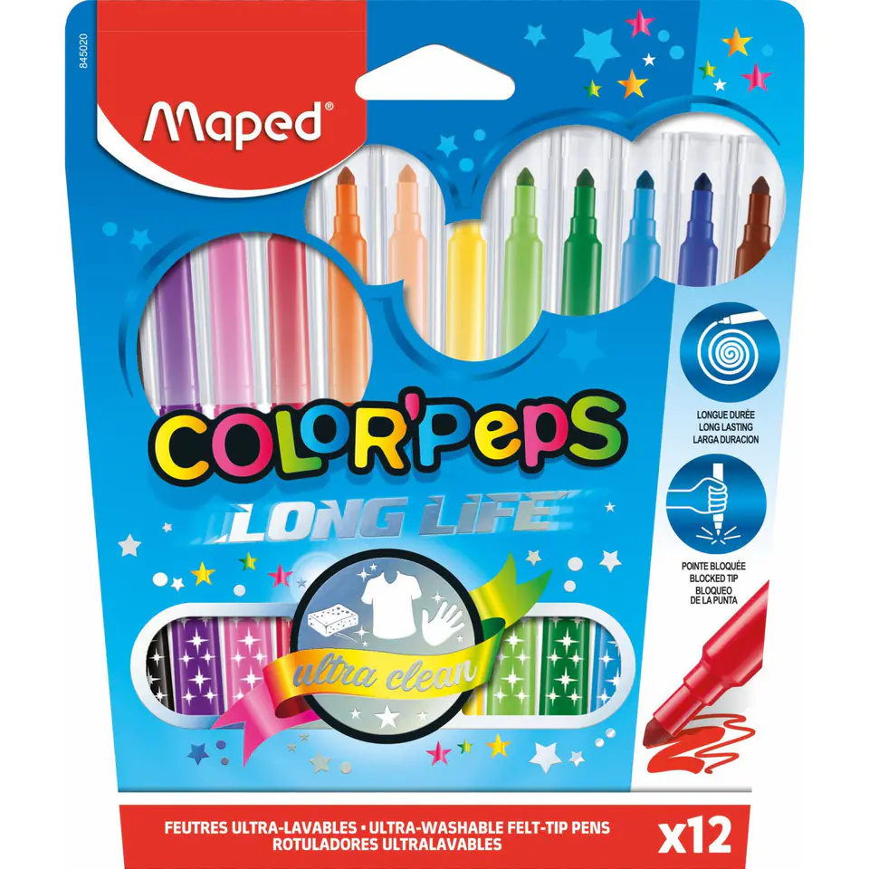 ⁨Flamastry MAPED COLORPEPS 12kolorów 845020⁩ w sklepie Wasserman.eu