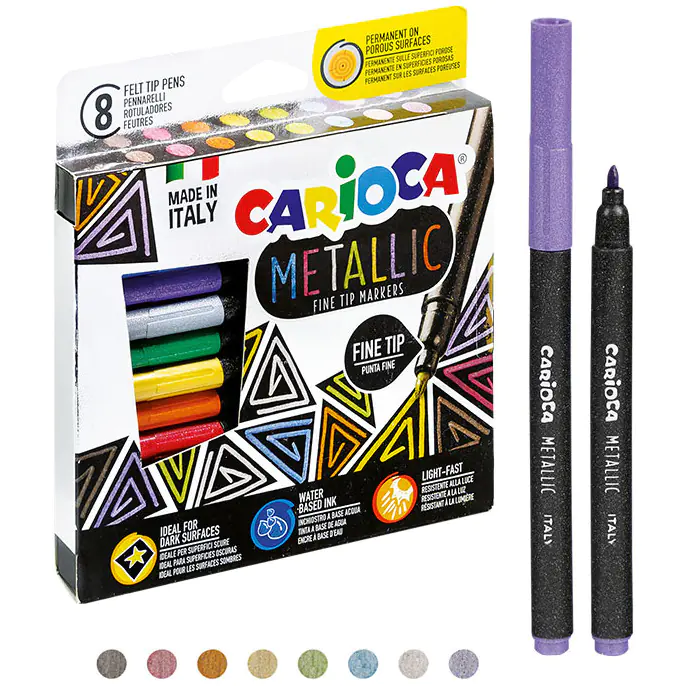 ⁨Pisaki CARIOCA metaliczne 8 kolorów 43162⁩ w sklepie Wasserman.eu