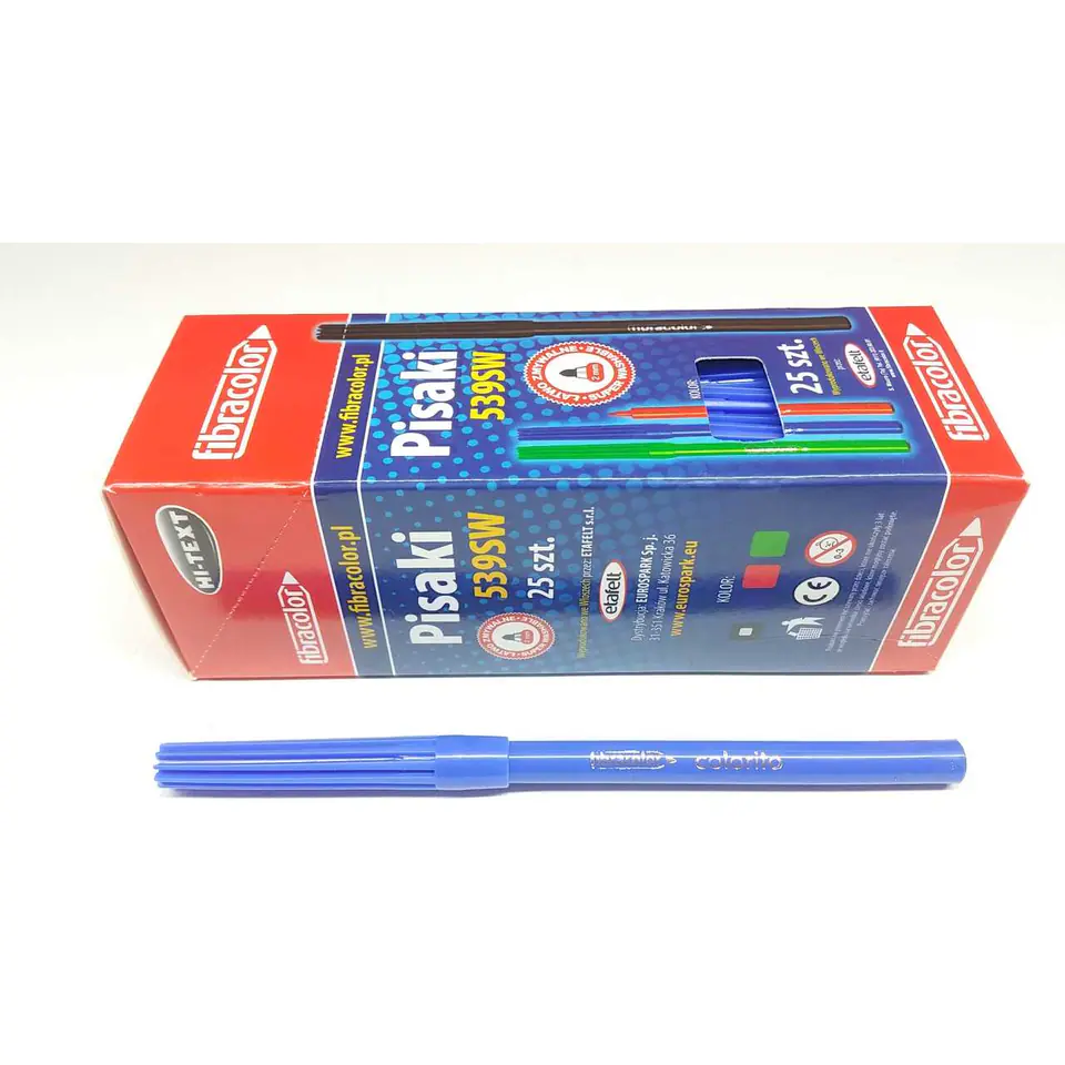 ⁨Flamastry FIBRACOLOR 539 (25) niebieskie⁩ w sklepie Wasserman.eu
