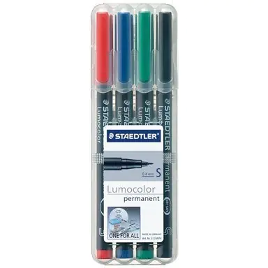 ⁨Foliopis permanentny S313 WP4 etui 4szt. LUMOCOLOR STAEDTLER S313WP4⁩ w sklepie Wasserman.eu