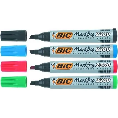 ⁨Markery permanentne BIC ECO 2300 mix 4 kolory ścięta końcówka 8209222⁩ w sklepie Wasserman.eu