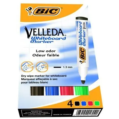 ⁨Marker VELLEDA 1701 suchościeralny 4 kolory BIC 904941⁩ w sklepie Wasserman.eu