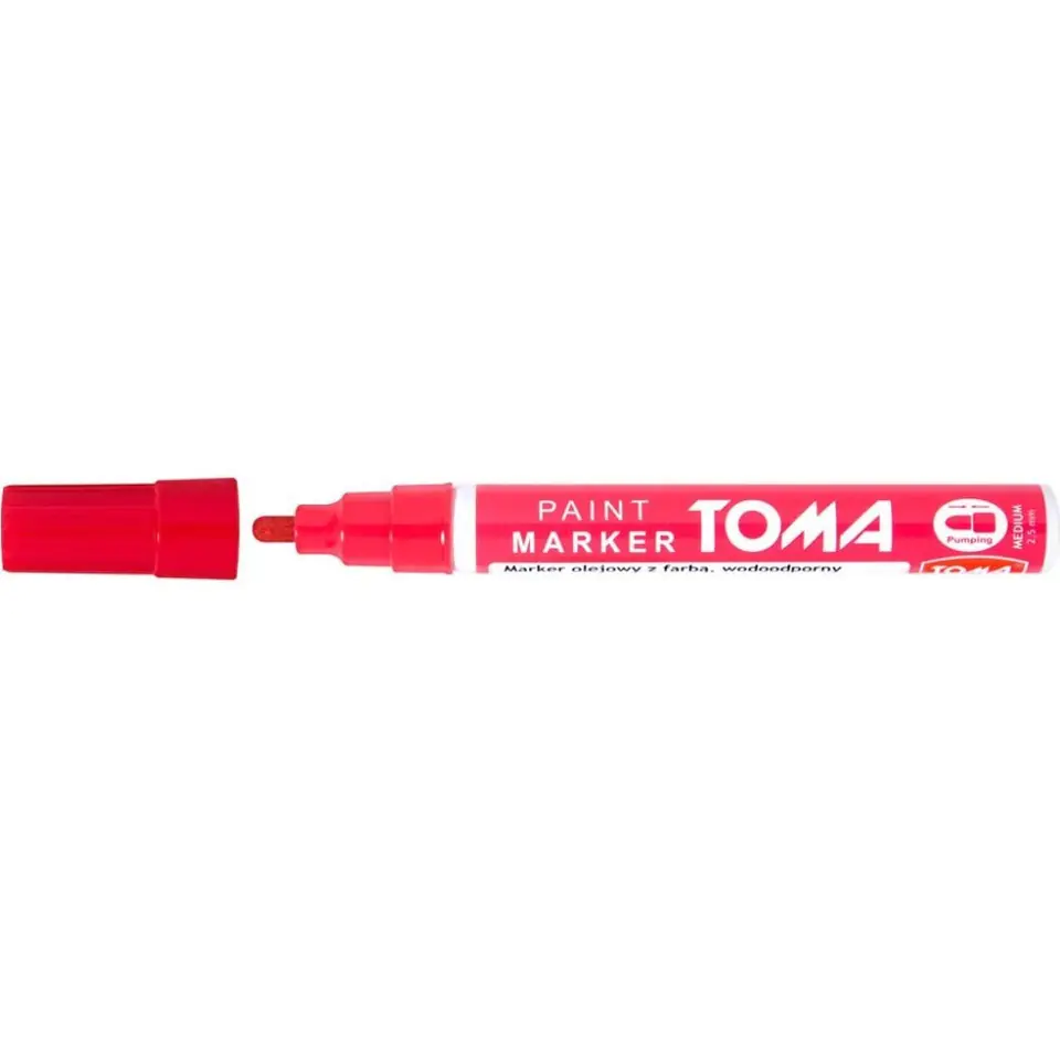 ⁨Marker olejowy TO-440 grubość 2.5mm czerwony TOMA⁩ w sklepie Wasserman.eu