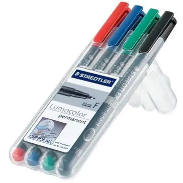 ⁨Foliopis permanentny F 318 WP4 etui 4szt. LUMOCOLOR STAEDTLER S318WP4⁩ w sklepie Wasserman.eu