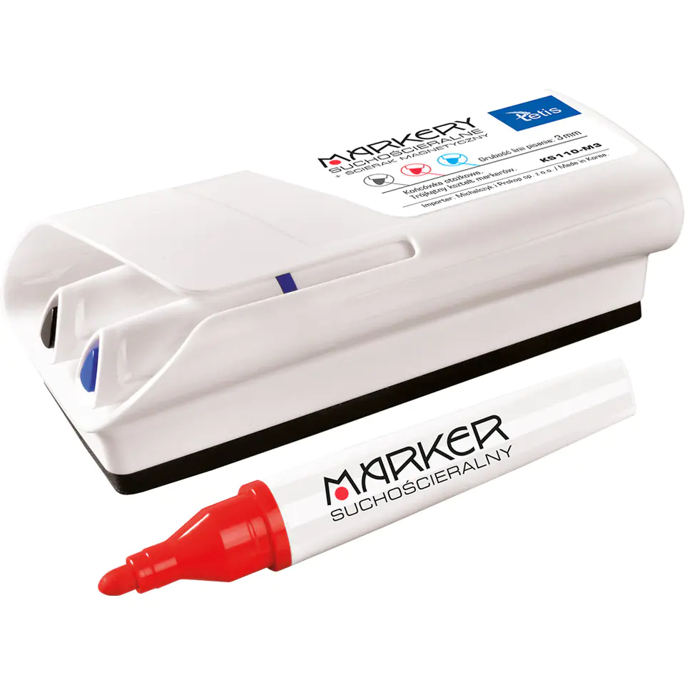 ⁨Dry-erase markers, set of 3 pieces (black, blue, red) + magnetic sponge⁩ at Wasserman.eu