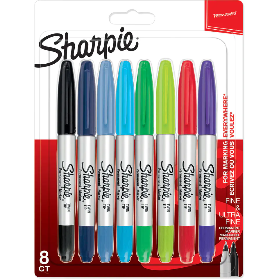 ⁨Markery permanentne SHARPIE TWIN TIP 8szt.-zestaw 2065409⁩ w sklepie Wasserman.eu