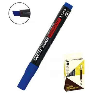 ⁨Marker permanentny niebieski ścięta końcówka opakowanie 12 sztuk GR-103C GRAND⁩ w sklepie Wasserman.eu