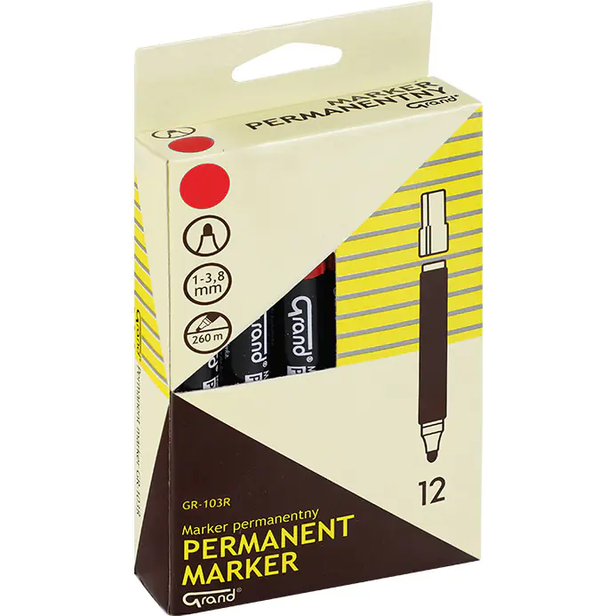 ⁨Permanent marker (12)red round tip GRAND GR-103R⁩ at Wasserman.eu