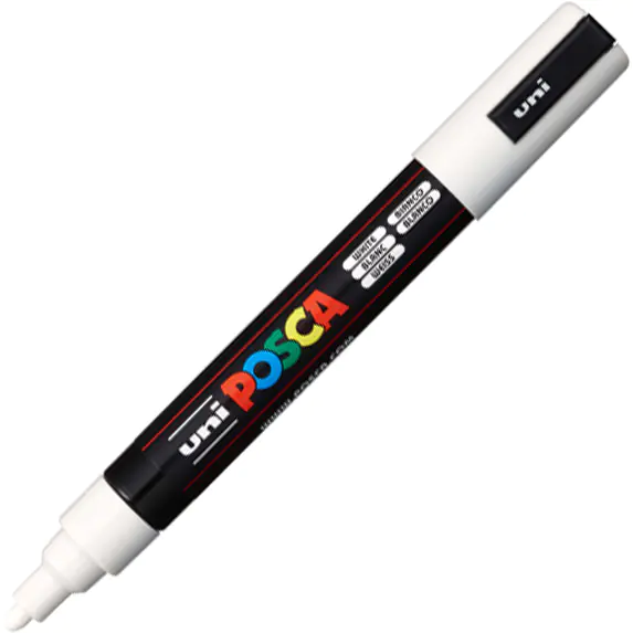 ⁨Marker z farbą plakatową UNI Posca PC-5M, nr.1 biały⁩ w sklepie Wasserman.eu