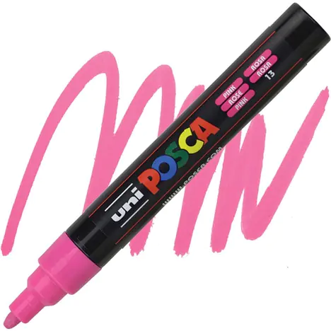 ⁨Marker z farbą plakatową UNI Posca PC-5M, nr.13 różowy⁩ w sklepie Wasserman.eu