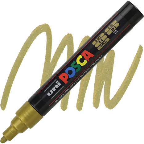 ⁨Marker z farbą plakatową UNI Posca PC-5M, nr.25 złoty⁩ w sklepie Wasserman.eu
