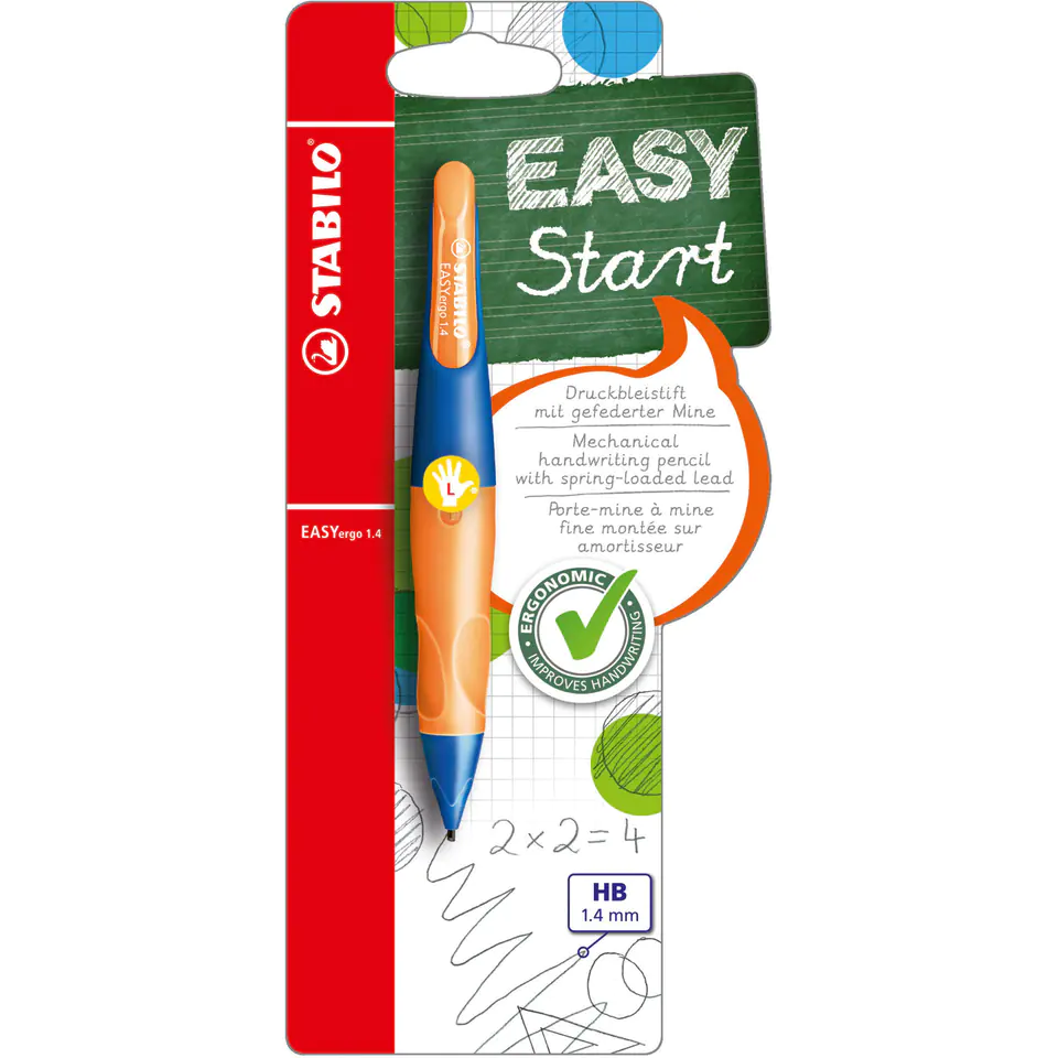 ⁨PENCIL STABILO EASYERGO 1,4 START GRAN/POM, LEFT-HANDED. BLISTER B-46893-3⁩ at Wasserman.eu