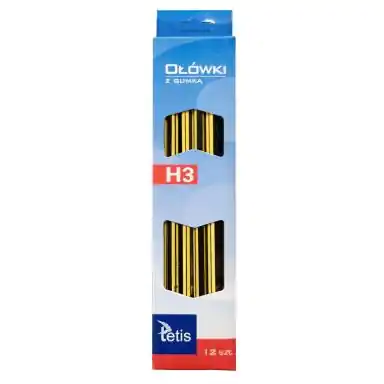 ⁨Pencil with eraser hardness 3H (12pcs) KV050-H3 TETIS⁩ at Wasserman.eu