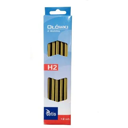 ⁨Pencil with eraser hardness 2H (12pcs) KV050-H2 TETIS⁩ at Wasserman.eu