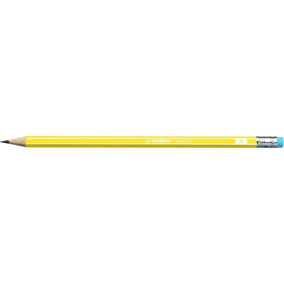 ⁨STABILO 160 pencil with eraser 2B yellow 2160/05-2B⁩ at Wasserman.eu