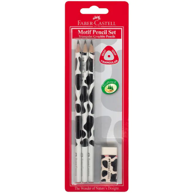 ⁨Triangular pencil COW 3pcs + eraser 118390FC⁩ at Wasserman.eu