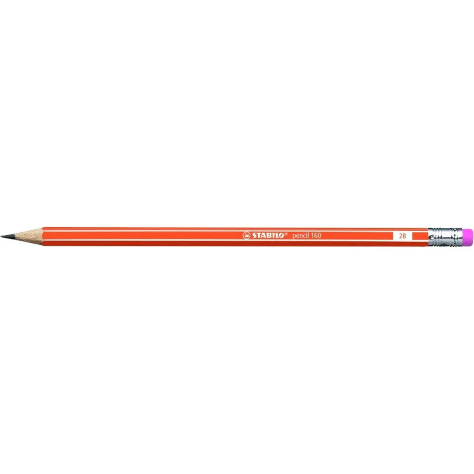 STABILO 160 pencil with eraser 2B orange 2160/03-2B at Wasserman.eu