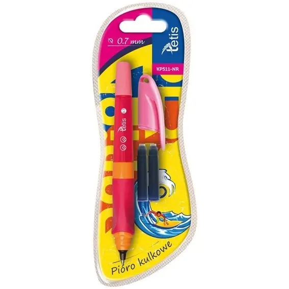 ⁨Ball Pen Blue Case Pink 0.7mm + 2 times KP511-NR TETIS Cartridge⁩ at Wasserman.eu