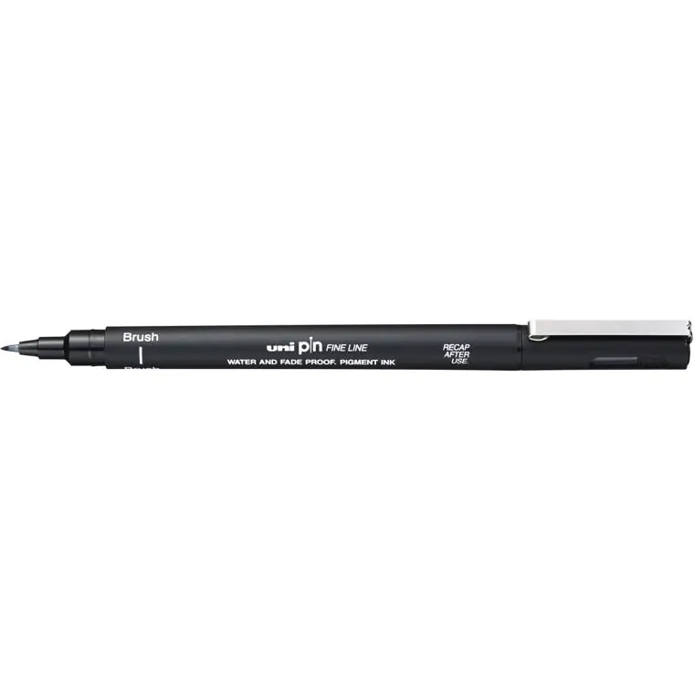 ⁨Fine liner UNI PIN BR-200 black brush tip⁩ at Wasserman.eu