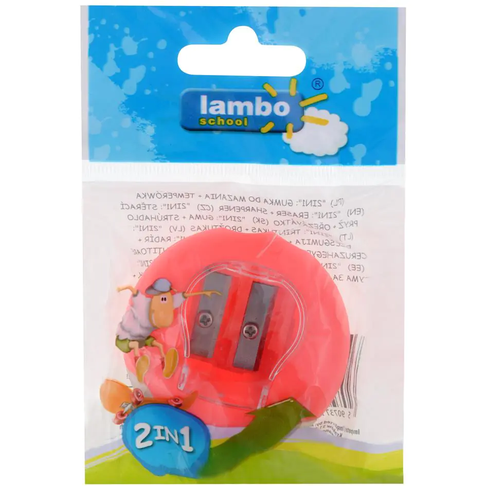 ⁨Sharpener with rubber band 2in1 LAMBO SCHOOL KPLL245-NR-W1⁩ at Wasserman.eu