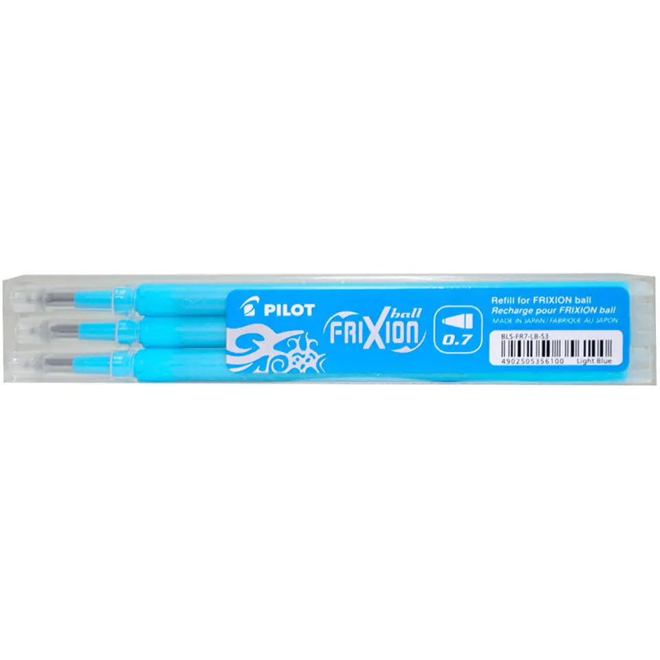 ⁨FRIXION 0.7mm light blue cartridge (3 pieces) BLS-FR7-LB-S3 PILOT⁩ at Wasserman.eu