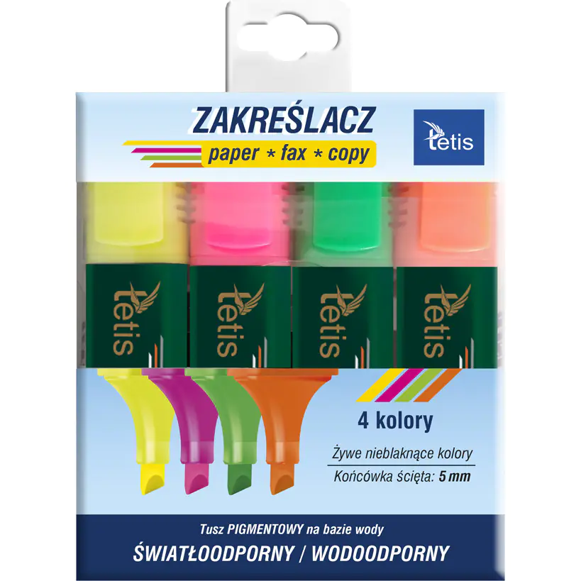 ⁨Neon highlighters set of 4 pcs. KW015-M4 TETIS⁩ at Wasserman.eu