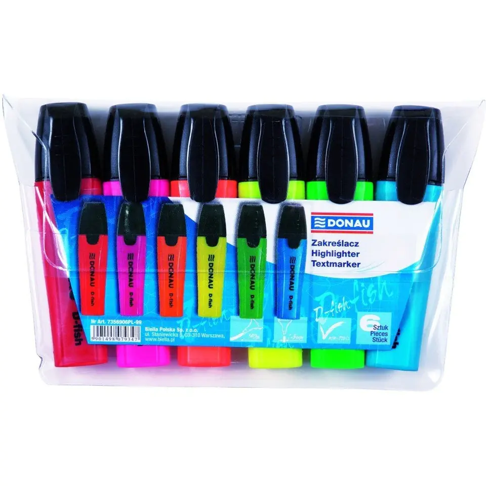 ⁨Highlighter D-TEXT 6pcs nmix colors 7358906PL-99 DONAU⁩ at Wasserman.eu