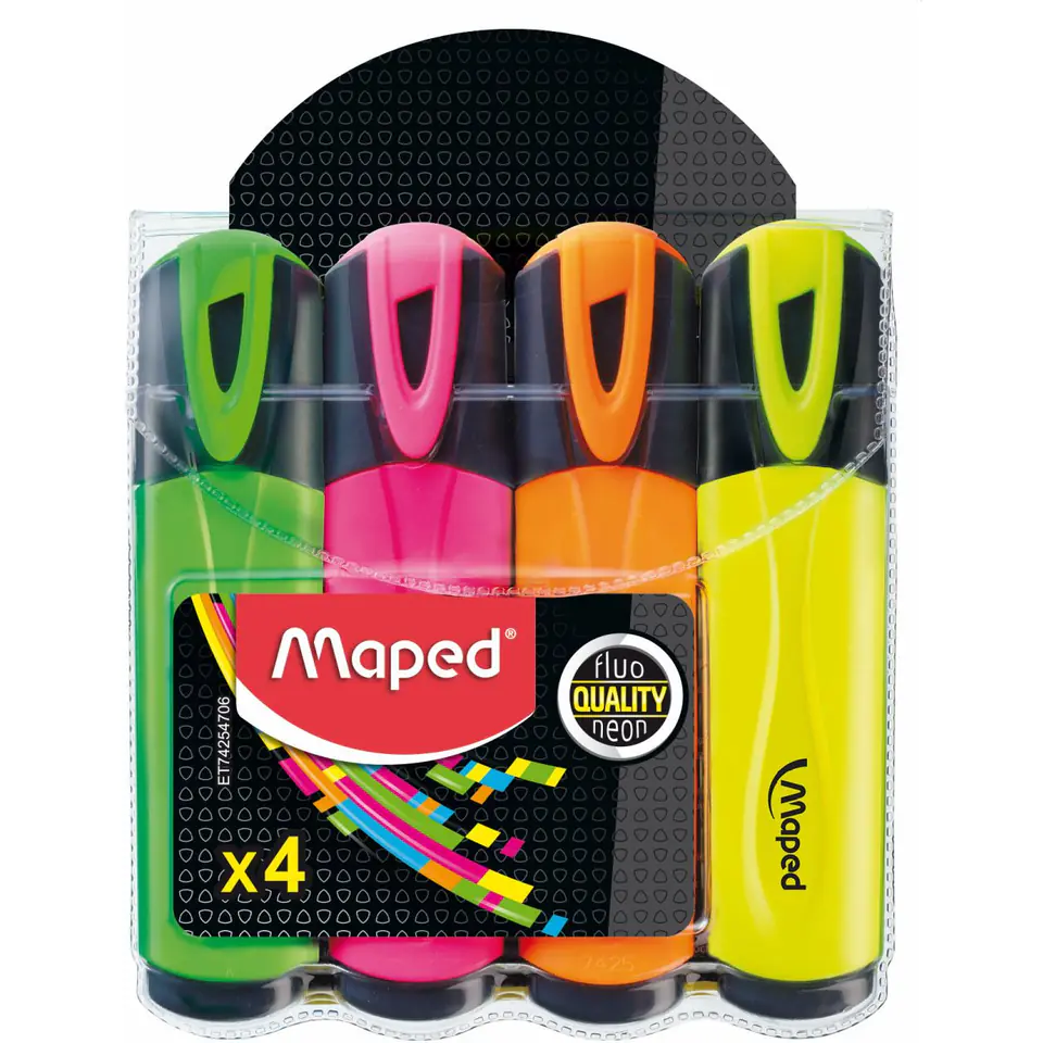 ⁨Highlighter FLUO PEPS color mix 4pcs case with pendant 742547 MAPED⁩ at Wasserman.eu