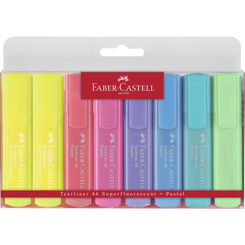 ⁨Zakreślacz 1546 pastelowe w etui 8sztuk 154681 FC FABER-CASTELL⁩ w sklepie Wasserman.eu