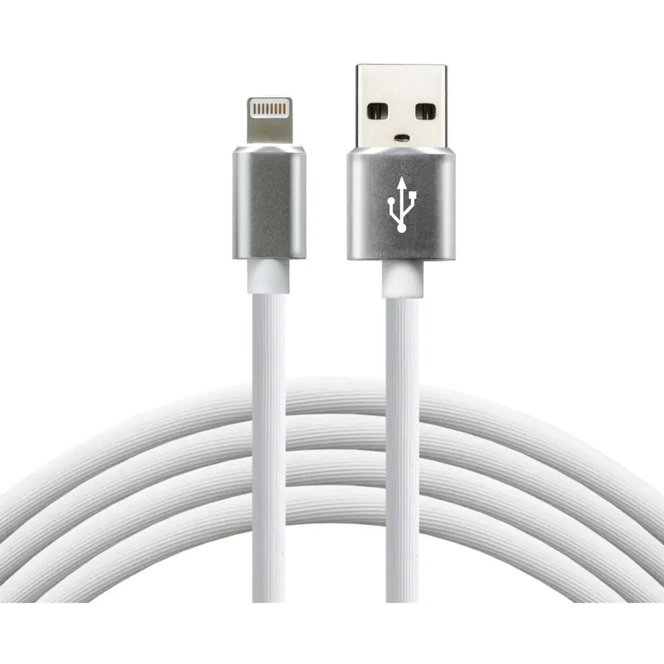 ⁨Kabel USB-A -> Lightning 1m 2,4A silikonowy biały EVERACTIVE (CBS-1IW)⁩ w sklepie Wasserman.eu