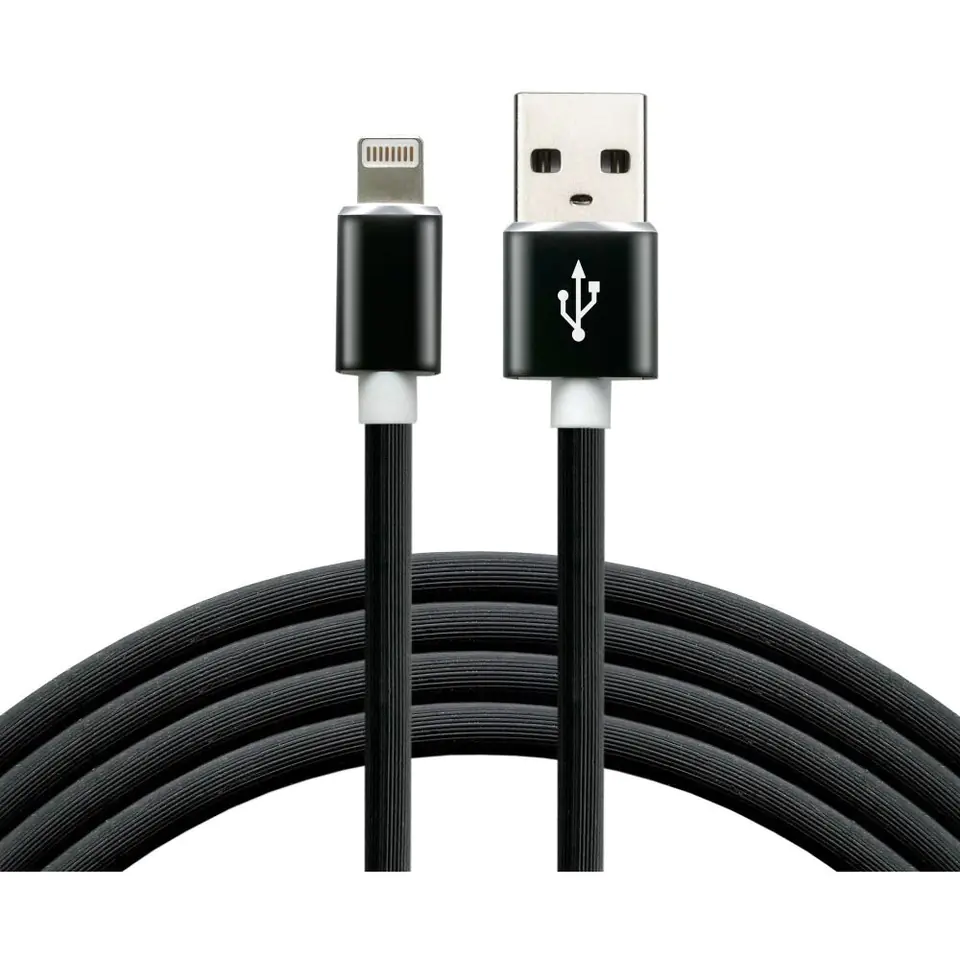 ⁨everActive cable USB Lightning 1m - Black, silicone, quick charge, 2,4A - CBS-1IB⁩ at Wasserman.eu