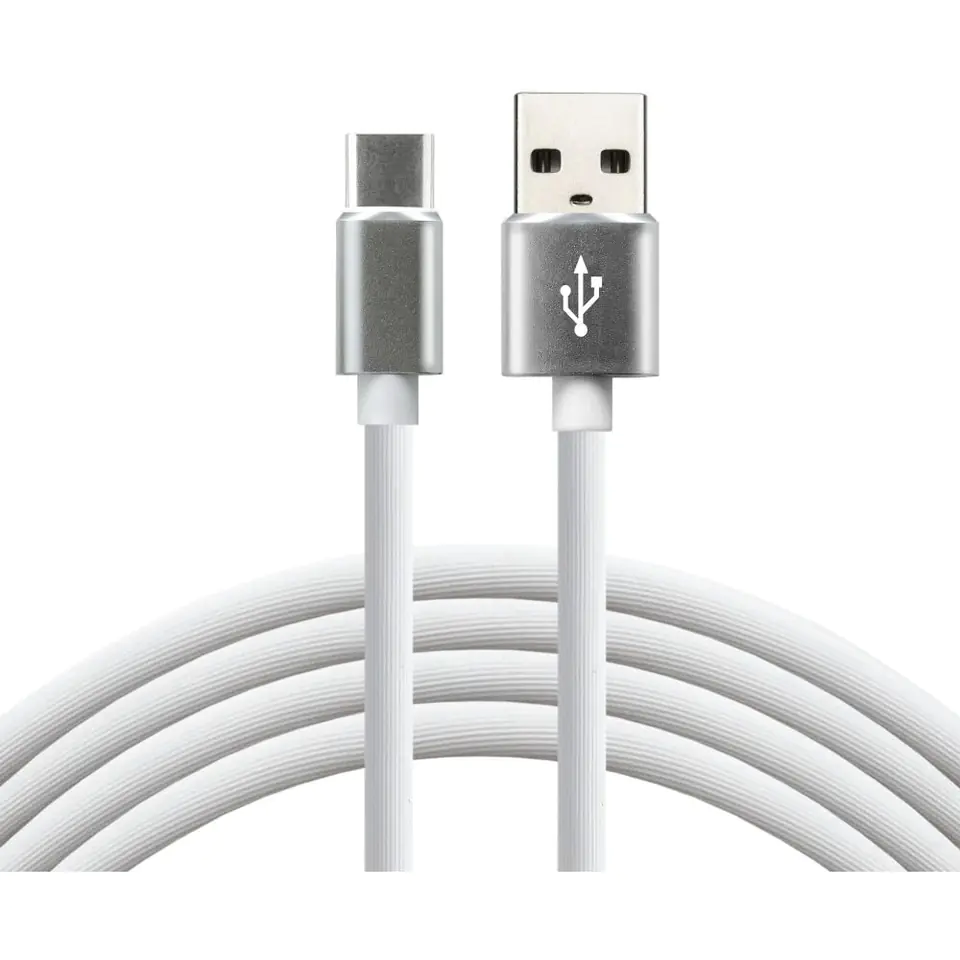 ⁨Kabel USB -> USB-C 1,5m 3A silikonowy biały EVERACTIVE (CBS-1.5CW)⁩ w sklepie Wasserman.eu