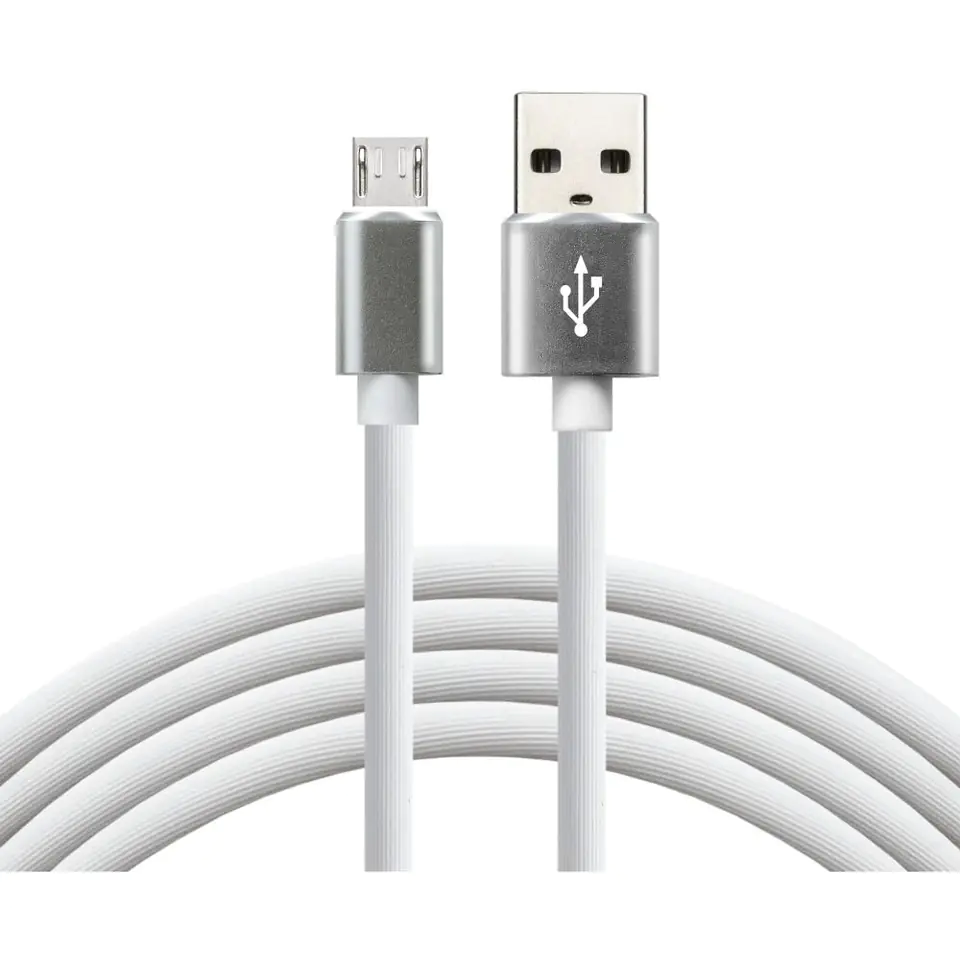 ⁨Kabel USB -> microUSB 1m 2,4A silikonowy biały EVERACTIVE (CBS-1MW)⁩ w sklepie Wasserman.eu