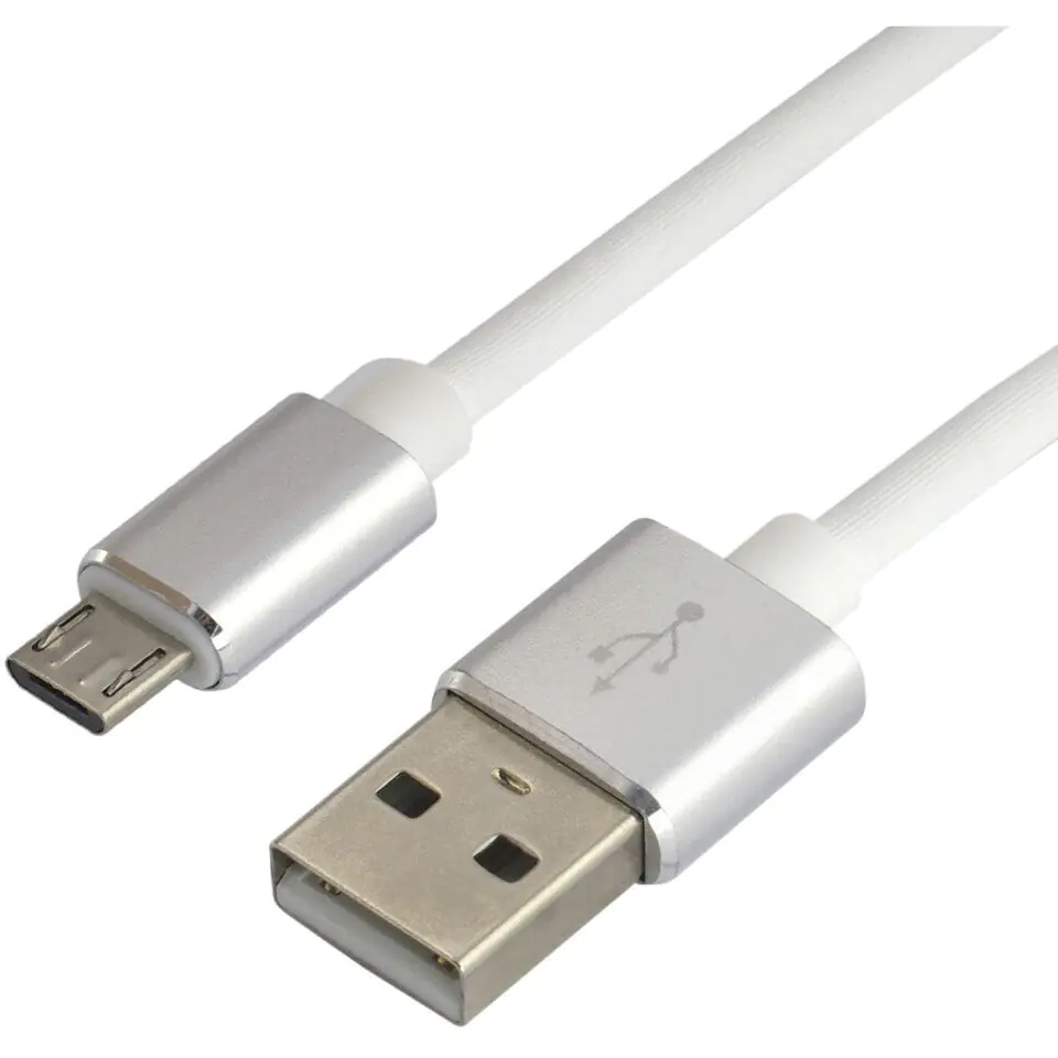 ⁨Kabel USB -> microUSB 1,5m 2,4A silikonowy biały EVERACTIVE (CBS-1.5MW)⁩ w sklepie Wasserman.eu