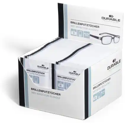 ⁨Chusteczki do czyszczenia okularów DURABLE 585302 (50x2szt)⁩ w sklepie Wasserman.eu