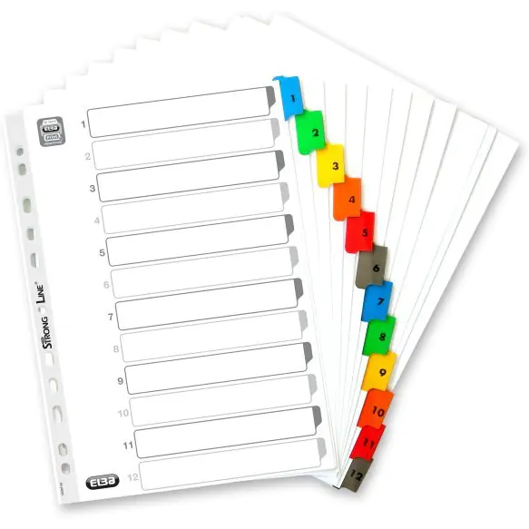 ⁨Przekładki kartonowe numeryczne A4 1-12 MYLAR 100204616 OXFORD⁩ w sklepie Wasserman.eu
