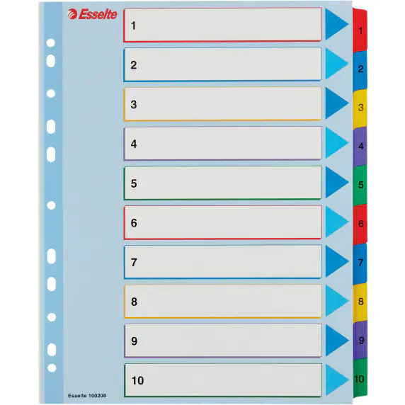 ⁨Przekładki kartonowe MYLAR A4 MAXI 1-10 ESSELTE 100208⁩ w sklepie Wasserman.eu