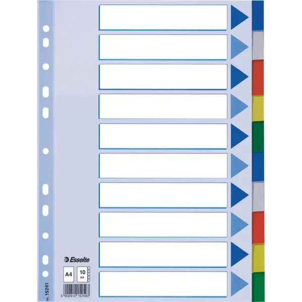 ⁨PP A4 plastic spacers 10 cards 15261 ESSELTE⁩ at Wasserman.eu