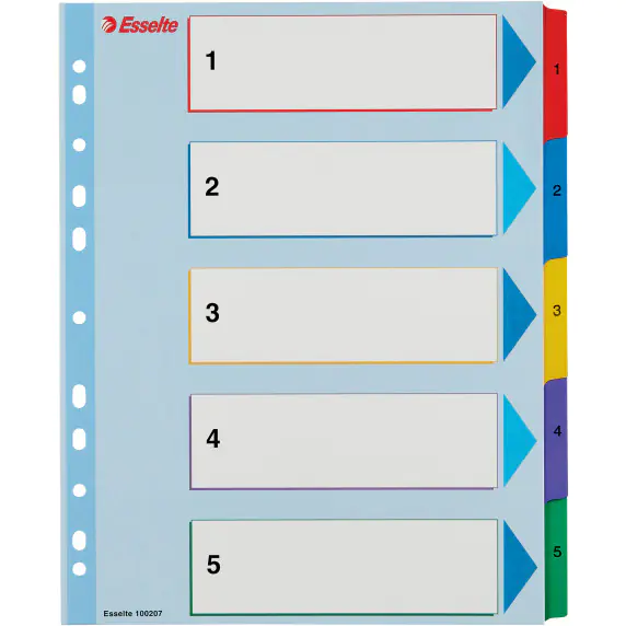 ⁨Przekładki kartonowe MYLAR A4 MAXI 1-5 ESSELTE 100207⁩ w sklepie Wasserman.eu