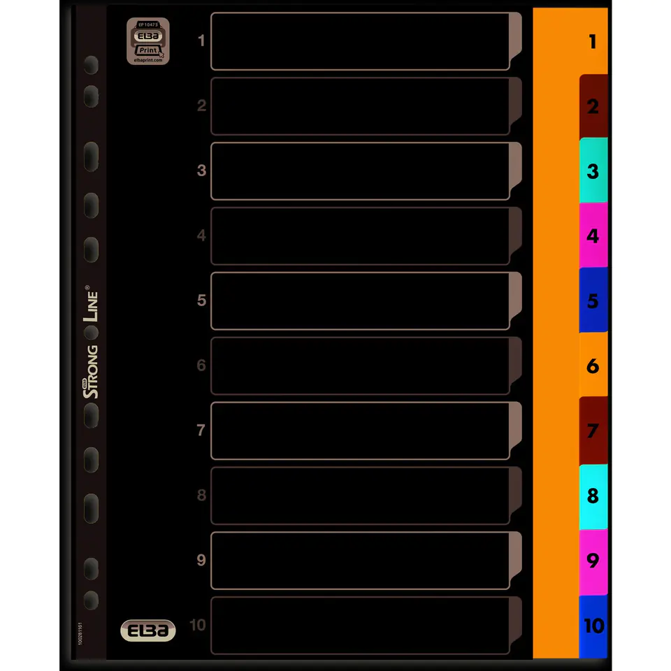 ⁨Spacers A4 MAXI 1-10 color PP numerical ELBA 100205095⁩ at Wasserman.eu