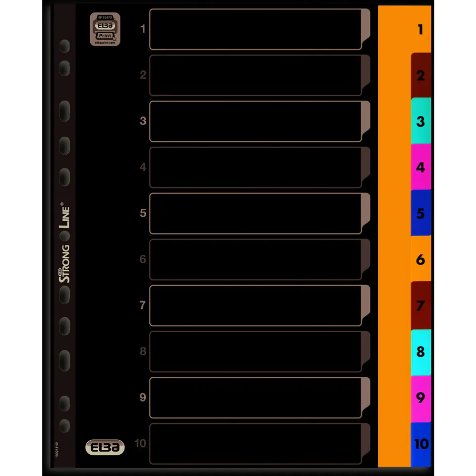 ⁨Przekładki A4 MAXI 1-10 kolor PP numeryczne ELBA 100205095⁩ w sklepie Wasserman.eu