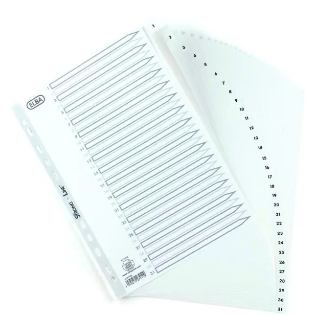 ⁨Numerical dividers ELBA A4 1-31 PP white 100204793⁩ at Wasserman.eu